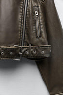 Jaqueta Feminina de Couro Vintage Elegante