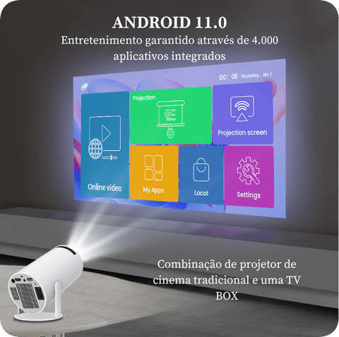 Projetor Portátil VisionMax 4k - Prático