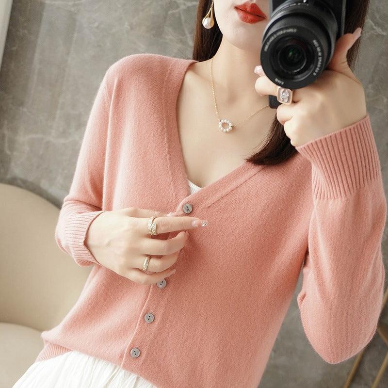 Cardigã Feminino de Malha Térmica para Inverno