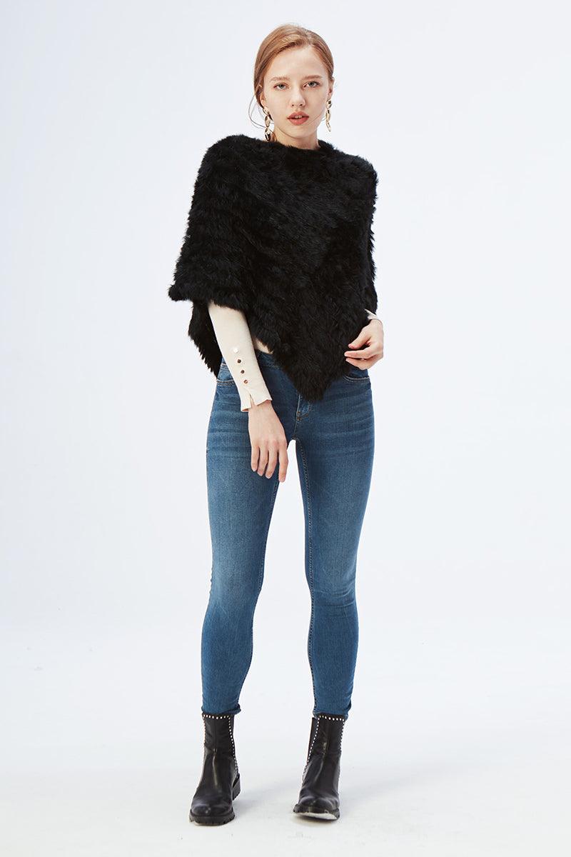 Poncho Feminino Luxuoso de Pele de Coelho LuxuryFur