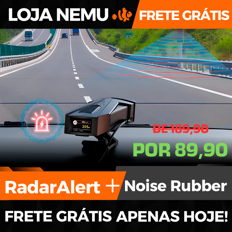 RadarAlert™ - Dispositivo Identificador de Radares + Noise Rubber™ - Borracha Anti-Rúidos e Anti-Poeira [PROMOÇÃO ANIVERSÁRIO LOJA NEMU]